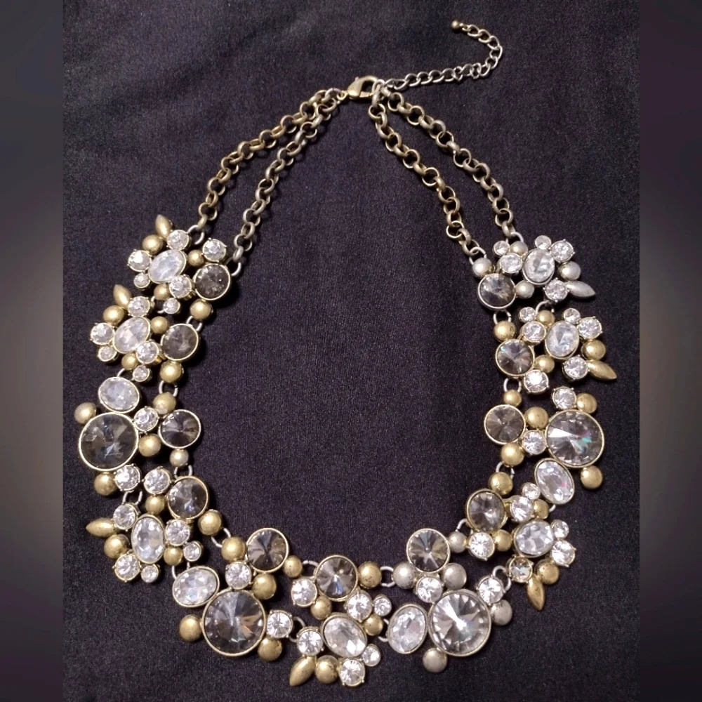 Chunky Rhinestone Statement Necklace - image 1